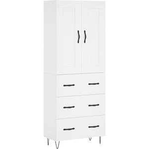 vidaXL Buffet haut Blanc 69,5x34x180 cm Bois d'ingénierie pas cher
