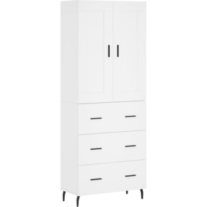 vidaXL Buffet haut Blanc 69,5x34x180 cm Bois d'ingénierie pas cher