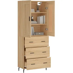 vidaXL Buffet haut Chêne sonoma 69,5x34x180 cm Bois d'ingénierie pas cher