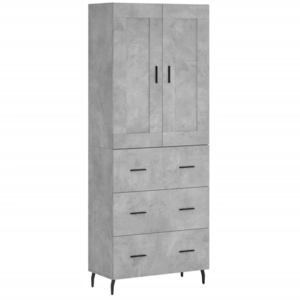 vidaXL Buffet haut Gris béton 69,5x34x180 cm Bois d'ingénierie pas cher