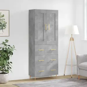 vidaXL Buffet haut Gris béton 69,5x34x180 cm Bois d'ingénierie pas cher