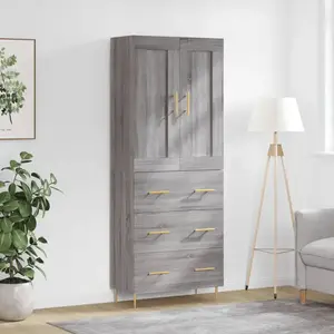 vidaXL Buffet haut Sonoma gris 69,5x34x180 cm Bois d'ingénierie pas cher