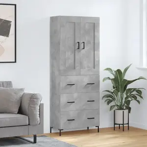vidaXL Buffet haut Gris béton 69,5x34x180 cm Bois d'ingénierie pas cher