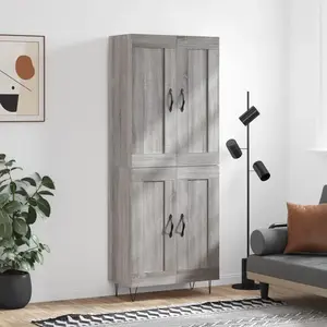 vidaXL Buffet haut Sonoma gris 69,5x34x180 cm Bois d'ingénierie pas cher