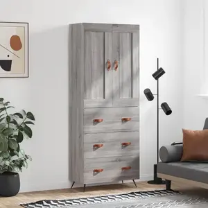 vidaXL Vidaxl Buffet Haut Sonoma Gris 69,5x34x180 Cm Bois D'ingénierie
