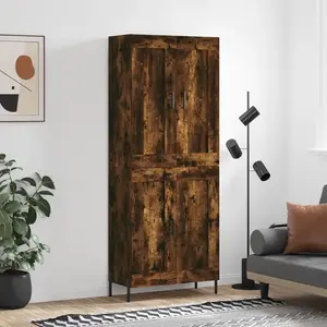 vidaXL Buffet haut Chêne fumé 69,5x34x180 cm Bois d'ingénierie pas cher