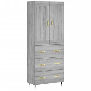 vidaXL Buffet haut Sonoma gris 69,5x34x180 cm Bois d'ingénierie pas cher