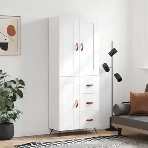 vidaXL Buffet haut Blanc 69,5x34x180 cm Bois d'ingénierie pas cher