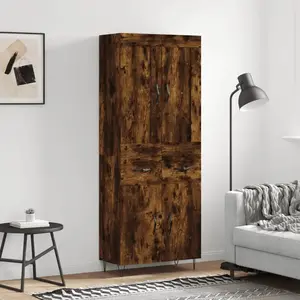 vidaXL Buffet haut Chêne fumé 69,5x34x180 cm Bois d'ingénierie pas cher