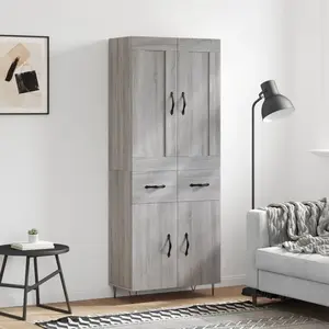 vidaXL Buffet haut Sonoma gris 69,5x34x180 cm Bois d'ingénierie pas cher