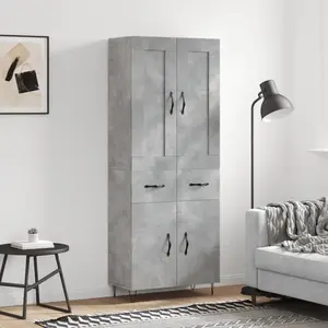 vidaXL Buffet haut Gris béton 69,5x34x180 cm Bois d'ingénierie pas cher