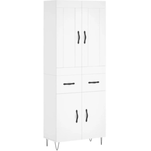 vidaXL Buffet haut Blanc 69,5x34x180 cm Bois d'ingénierie pas cher