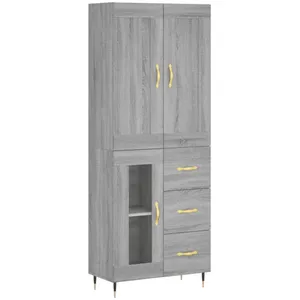 vidaXL Buffet haut Sonoma gris 69,5x34x180 cm Bois d'ingénierie pas cher