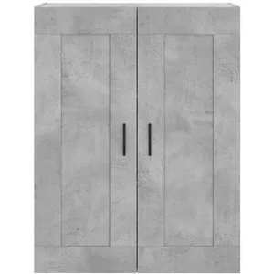 vidaXL Buffet haut Gris béton 69,5x34x180 cm Bois d'ingénierie pas cher