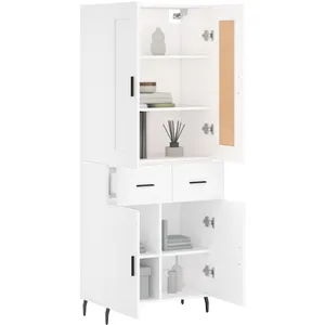 vidaXL Buffet haut Blanc 69,5x34x180 cm Bois d'ingénierie pas cher