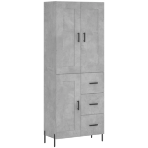 vidaXL Buffet haut Gris béton 69,5x34x180 cm Bois d'ingénierie pas cher