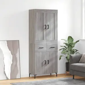vidaXL Buffet haut Sonoma gris 69,5x34x180 cm Bois d'ingénierie pas cher