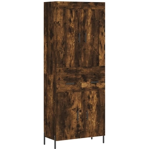 vidaXL Buffet haut Chêne fumé 69,5x34x180 cm Bois d'ingénierie pas cher