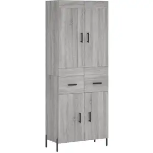 vidaXL Buffet haut Sonoma gris 69,5x34x180 cm Bois d'ingénierie pas cher