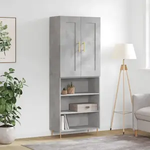 vidaXL Buffet haut Gris béton 69,5x34x180 cm Bois d'ingénierie pas cher