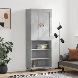 vidaXL Buffet haut Gris béton 69,5x34x180 cm Bois d'ingénierie pas cher
