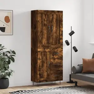 vidaXL Buffet haut Chêne fumé 69,5x34x180 cm Bois d'ingénierie pas cher