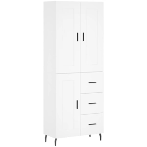 vidaXL Buffet haut Blanc 69,5x34x180 cm Bois d'ingénierie pas cher
