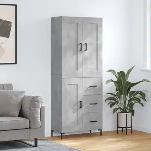 vidaXL Buffet haut Gris béton 69,5x34x180 cm Bois d'ingénierie pas cher