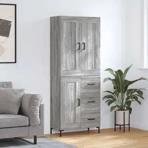 vidaXL Buffet haut Sonoma gris 69,5x34x180 cm Bois d'ingénierie pas cher