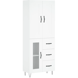 vidaXL Buffet haut Blanc 69,5x34x180 cm Bois d'ingénierie pas cher
