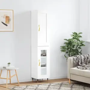 vidaXL Buffet haut Blanc 34,5x34x180 cm Bois d'ingénierie pas cher