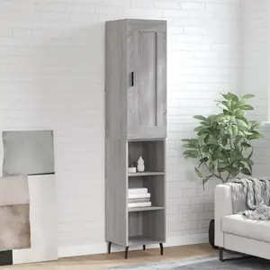 vidaXL Buffet haut Sonoma gris 34,5x34x180 cm Bois d'ingénierie pas cher