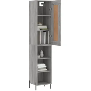 vidaXL Buffet haut Sonoma gris 34,5x34x180 cm Bois d'ingénierie pas cher