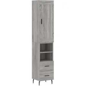 vidaXL Buffet haut Sonoma gris 34,5x34x180 cm Bois d'ingénierie pas cher