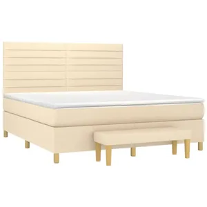 vidaXL Sommier à lattes de lit avec matelas Crème 160x200 cm Tissu pas cher