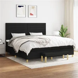 vidaXL Sommier à lattes de lit avec matelas Noir 200x200 cm Tissu pas cher