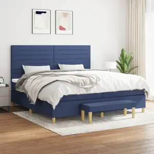 vidaXL Sommier à lattes de lit avec matelas Bleu 200x200 cm Tissu
