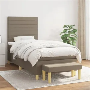 Vidaxl - Sommier à lattes de lit avec matelas Taupe 90x200 cm Tissu Taupe