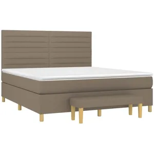 vidaXL Sommier à lattes de lit avec matelas Taupe 160x200 cm Tissu pas cher