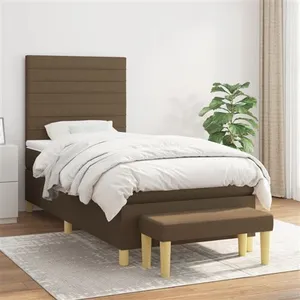 vidaXL Lit à sommier tapissier avec matelas Marron foncé 80x200 cm