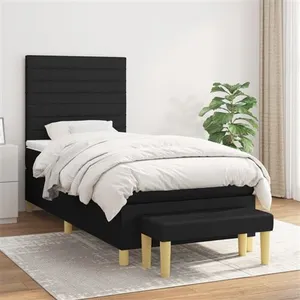 vidaXL Sommier à lattes de lit et matelas Noir 80x200 cm Tissu pas cher