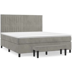 vidaXL Sommier à lattes de lit et matelas Gris clair 160x200cm Velours pas cher