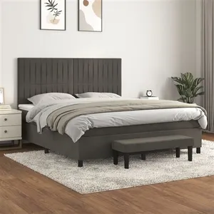 vidaXL Sommier à lattes de lit et matelas Gris foncé 180x200cm Velours pas cher