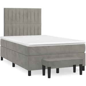 vidaXL Sommier à lattes de lit et matelas Gris clair 120x200cm Velours pas cher