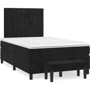 vidaXL Sommier à lattes de lit avec matelas Noir 120x200 cm Velours pas cher