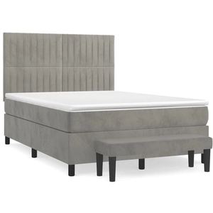 vidaXL Sommier à lattes de lit et matelas Gris clair 140x190cm Velours pas cher