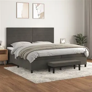 vidaXL Sommier à lattes de lit et matelas Gris foncé 200x200cm Velours pas cher