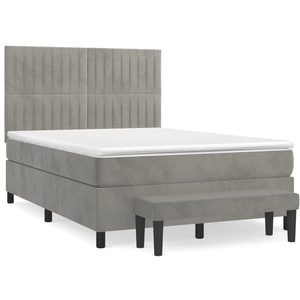 vidaXL Sommier à lattes de lit et matelas Gris clair 140x200cm Velours pas cher