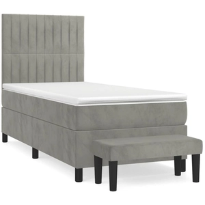 vidaXL Sommier à lattes de lit et matelas Gris clair 90x190 cm Velours pas cher