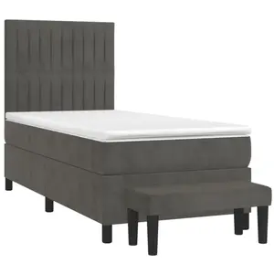 vidaXL Sommier à lattes de lit et matelas Gris foncé 90x190 cm Velours pas cher